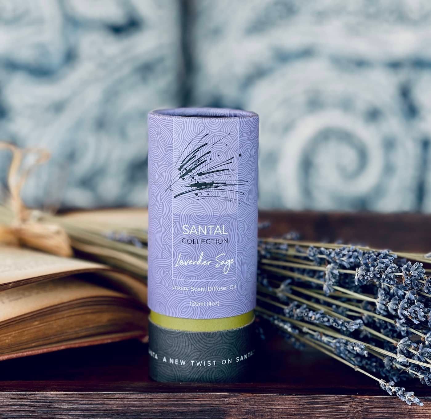 Santal Lavender Sage with book